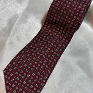 Leonardo Crevelli Pure Silk Tie Made in Italy Red Geometric Vintage Neck Tie